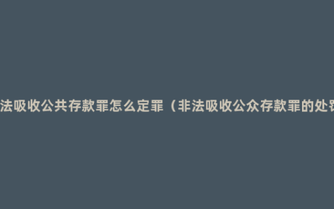 非法吸收公共存款罪怎么定罪（非法吸收公众存款罪的处罚）