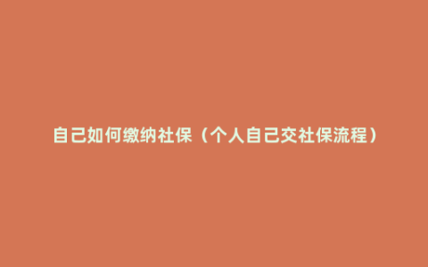 自己如何缴纳社保（个人自己交社保流程）