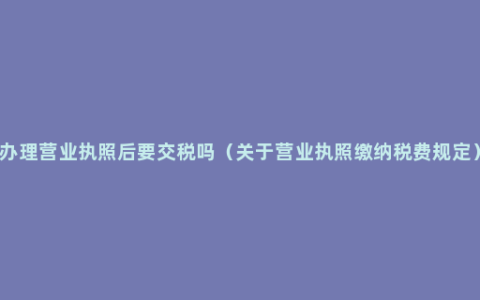 办理营业执照后要交税吗（关于营业执照缴纳税费规定）