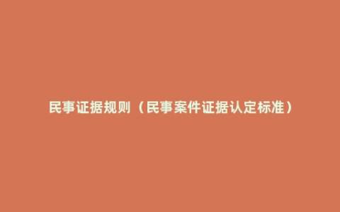 民事证据规则（民事案件证据认定标准）