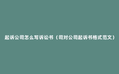 起诉公司怎么写诉讼书（司对公司起诉书格式范文）