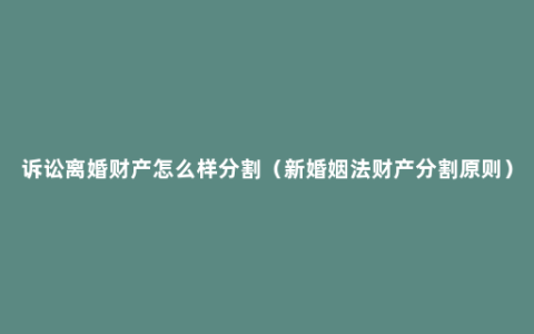 诉讼离婚财产怎么样分割（新婚姻法财产分割原则）