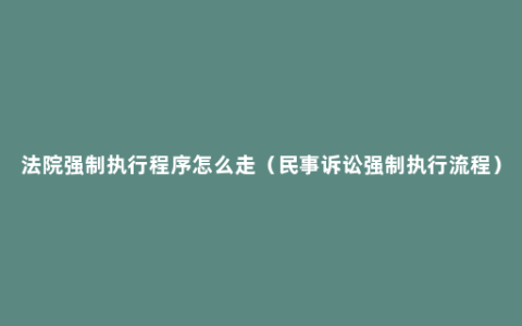 法院强制执行程序怎么走（民事诉讼强制执行流程）