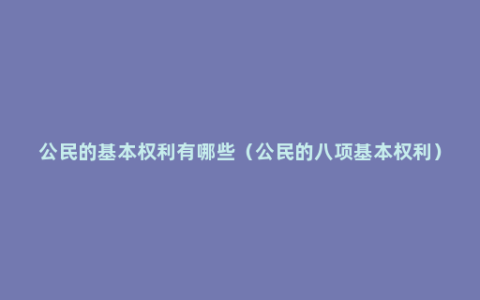 公民的基本权利有哪些（公民的八项基本权利）