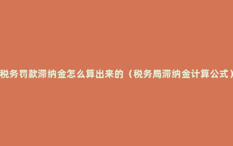 税务罚款滞纳金怎么算出来的（税务局滞纳金计算公式）