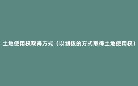 土地使用权取得方式（以划拨的方式取得土地使用权）