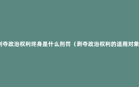 剥夺政治权利终身是什么刑罚（剥夺政治权利的适用对象）