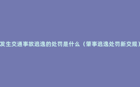 发生交通事故逃逸的处罚是什么（肇事逃逸处罚新交规）