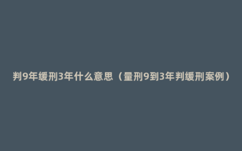 判9年缓刑3年什么意思（量刑9到3年判缓刑案例）