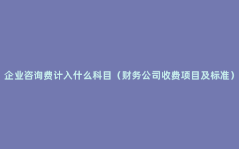 企业咨询费计入什么科目（财务公司收费项目及标准）