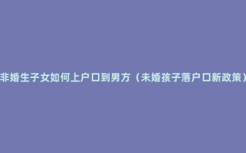 非婚生子女如何上户口到男方（未婚孩子落户口新政策）