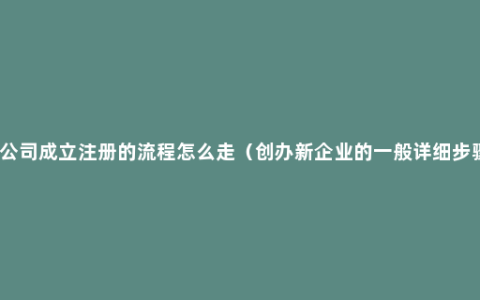 新公司成立注册的流程怎么走（创办新企业的一般详细步骤）