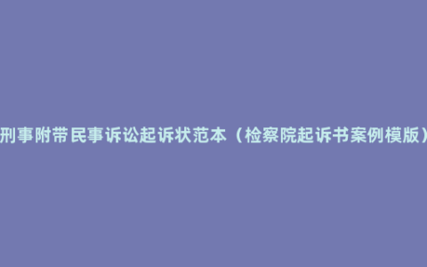 刑事附带民事诉讼起诉状范本（检察院起诉书案例模版）