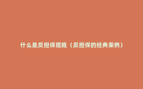 什么是反担保措施（反担保的经典案例）