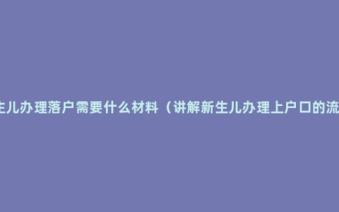 新生儿办理落户需要什么材料（讲解新生儿办理上户口的流程）