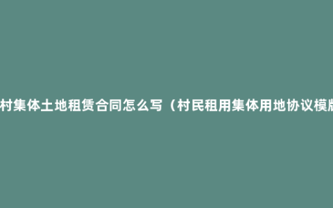 农村集体土地租赁合同怎么写（村民租用集体用地协议模版）