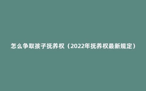 怎么争取孩子抚养权（2022年抚养权最新规定）