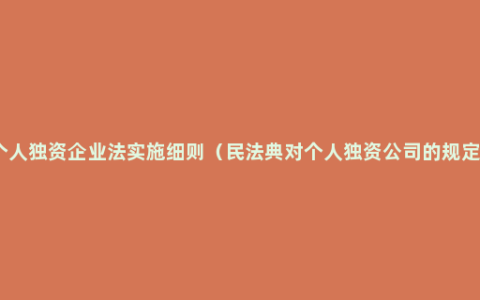 个人独资企业法实施细则（民法典对个人独资公司的规定）