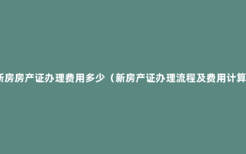 新房房产证办理费用多少（新房产证办理流程及费用计算）