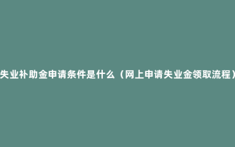 失业补助金申请条件是什么（网上申请失业金领取流程）