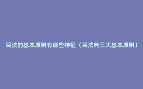 民法的基本原则有哪些特征（民法典三大基本原则）