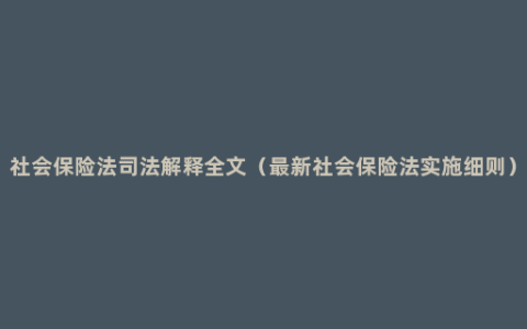 社会保险法司法解释全文（最新社会保险法实施细则）