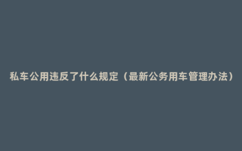 私车公用违反了什么规定（最新公务用车管理办法）