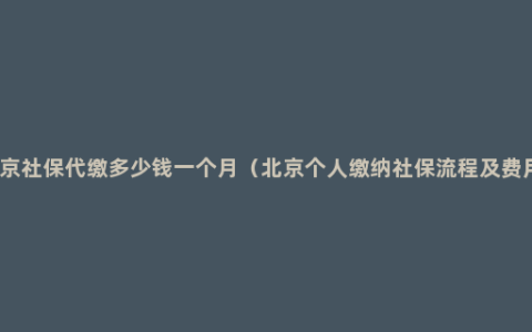 北京社保代缴多少钱一个月（北京个人缴纳社保流程及费用）