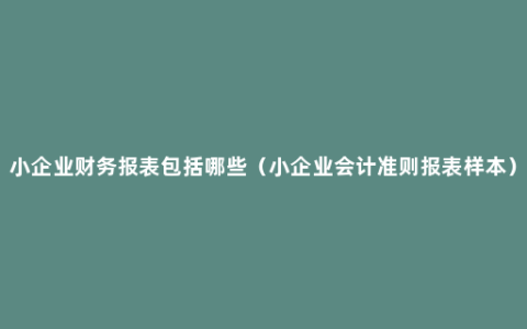 小企业财务报表包括哪些（小企业会计准则报表样本）