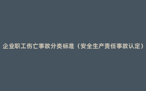 企业职工伤亡事故分类标准（安全生产责任事故认定）