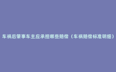 车祸后肇事车主应承担哪些赔偿（车祸赔偿标准明细）