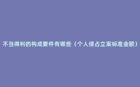 不当得利的构成要件有哪些（个人侵占立案标准金额）