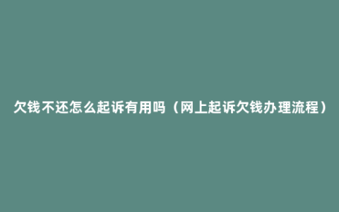 欠钱不还怎么起诉有用吗（网上起诉欠钱办理流程）