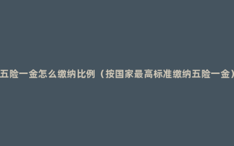 五险一金怎么缴纳比例（按国家最高标准缴纳五险一金）