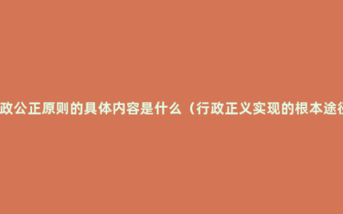 行政公正原则的具体内容是什么（行政正义实现的根本途径）