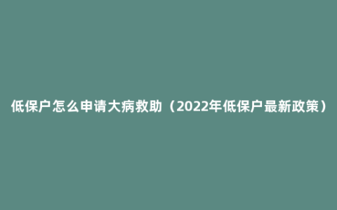 低保户怎么申请大病救助（2022年低保户最新政策）