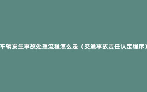 车辆发生事故处理流程怎么走（交通事故责任认定程序）