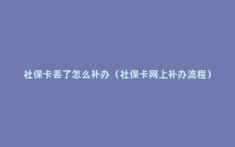 社保卡丢了怎么补办（社保卡网上补办流程）