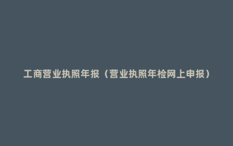 工商营业执照年报（营业执照年检网上申报）