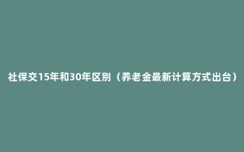 社保交15年和30年区别（养老金最新计算方式出台）