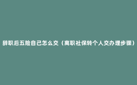 辞职后五险自己怎么交（离职社保转个人交办理步骤）