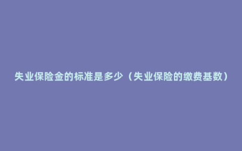 失业保险金的标准是多少（失业保险的缴费基数）