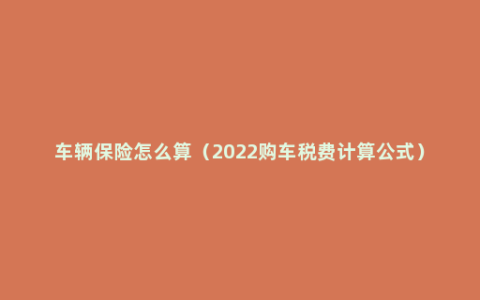 车辆保险怎么算（2022购车税费计算公式）