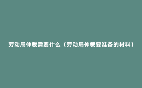 劳动局仲裁需要什么（劳动局仲裁要准备的材料）