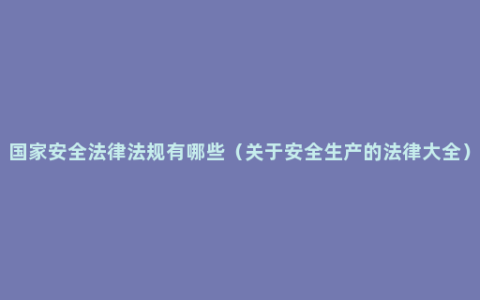 国家安全法律法规有哪些（关于安全生产的法律大全）