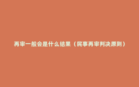 再审一般会是什么结果（民事再审判决原则）