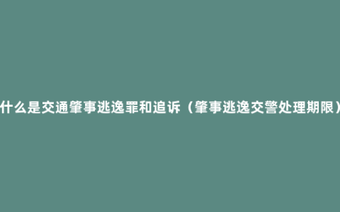 什么是交通肇事逃逸罪和追诉（肇事逃逸交警处理期限）