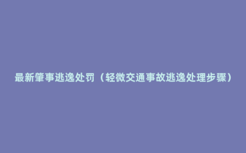 最新肇事逃逸处罚（轻微交通事故逃逸处理步骤）