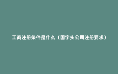 工商注册条件是什么（国字头公司注册要求）