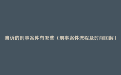 自诉的刑事案件有哪些（刑事案件流程及时间图解）